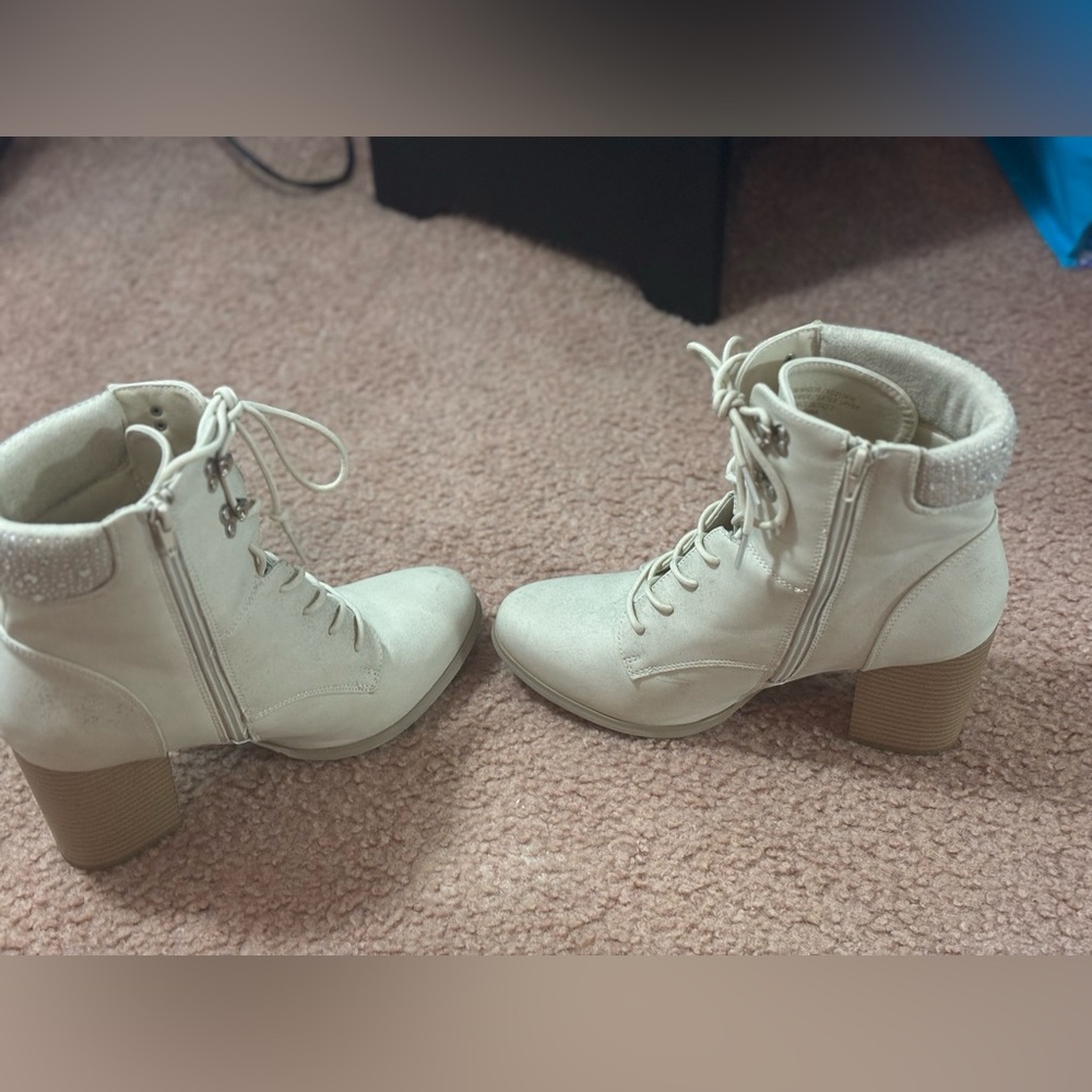 Elegant Cream Ankle Boots
